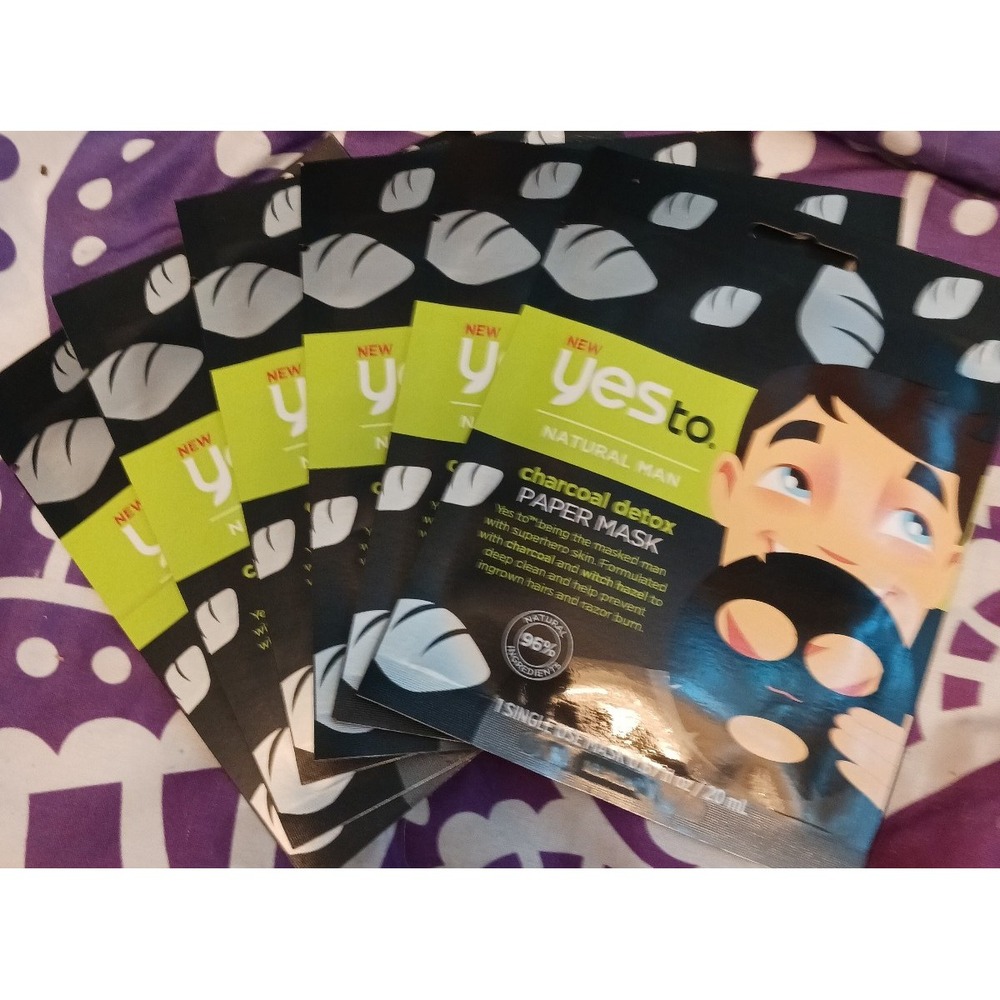 NEW Yes to Natural Man Charcoal Detox‎ Paper Mask x6